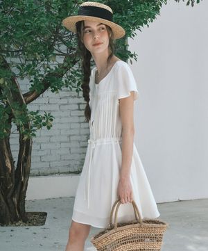 핀턱 보호 드레스_크림