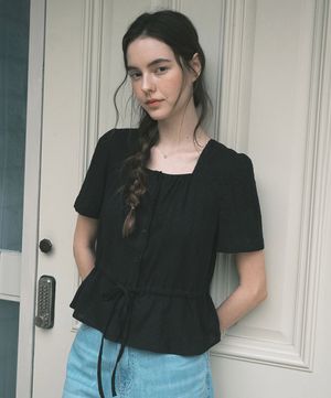 스퀘어넥 보호 블라우스_블랙