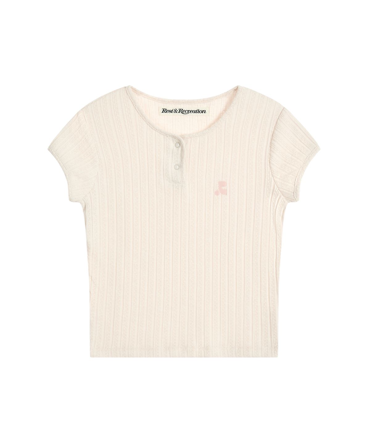 레스트앤레크레이션(REST&RECREATION) BUTTON-UP CAP SLEEVE TOP - LIGHT PINK