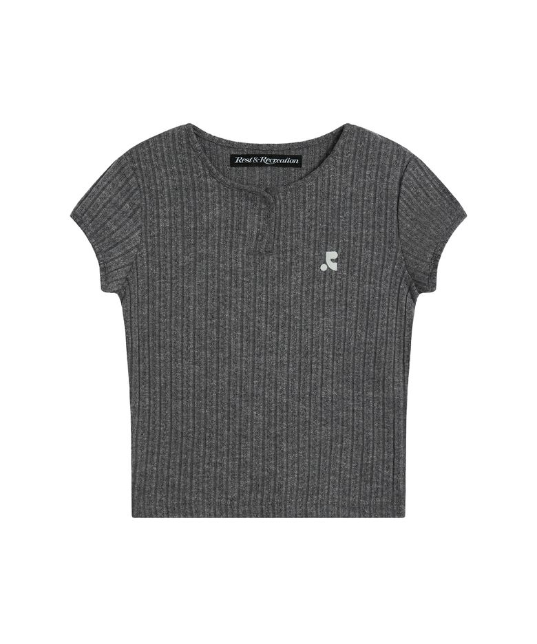 BUTTON-UP CAP SLEEVE TOP - GREY