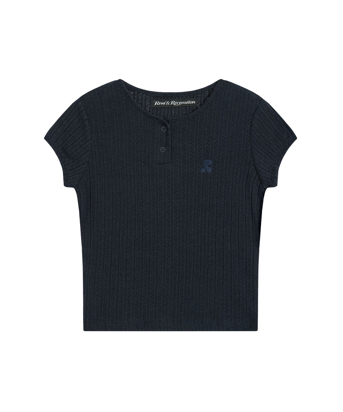 레스트앤레크레이션(REST&RECREATION) BUTTON-UP CAP SLEEVE TOP - NAVY