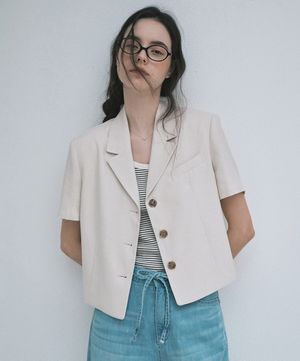 린넨 하프 슬리브 자켓_베이지