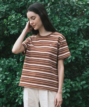 70s 멀티스트라이프 티셔츠_카멜