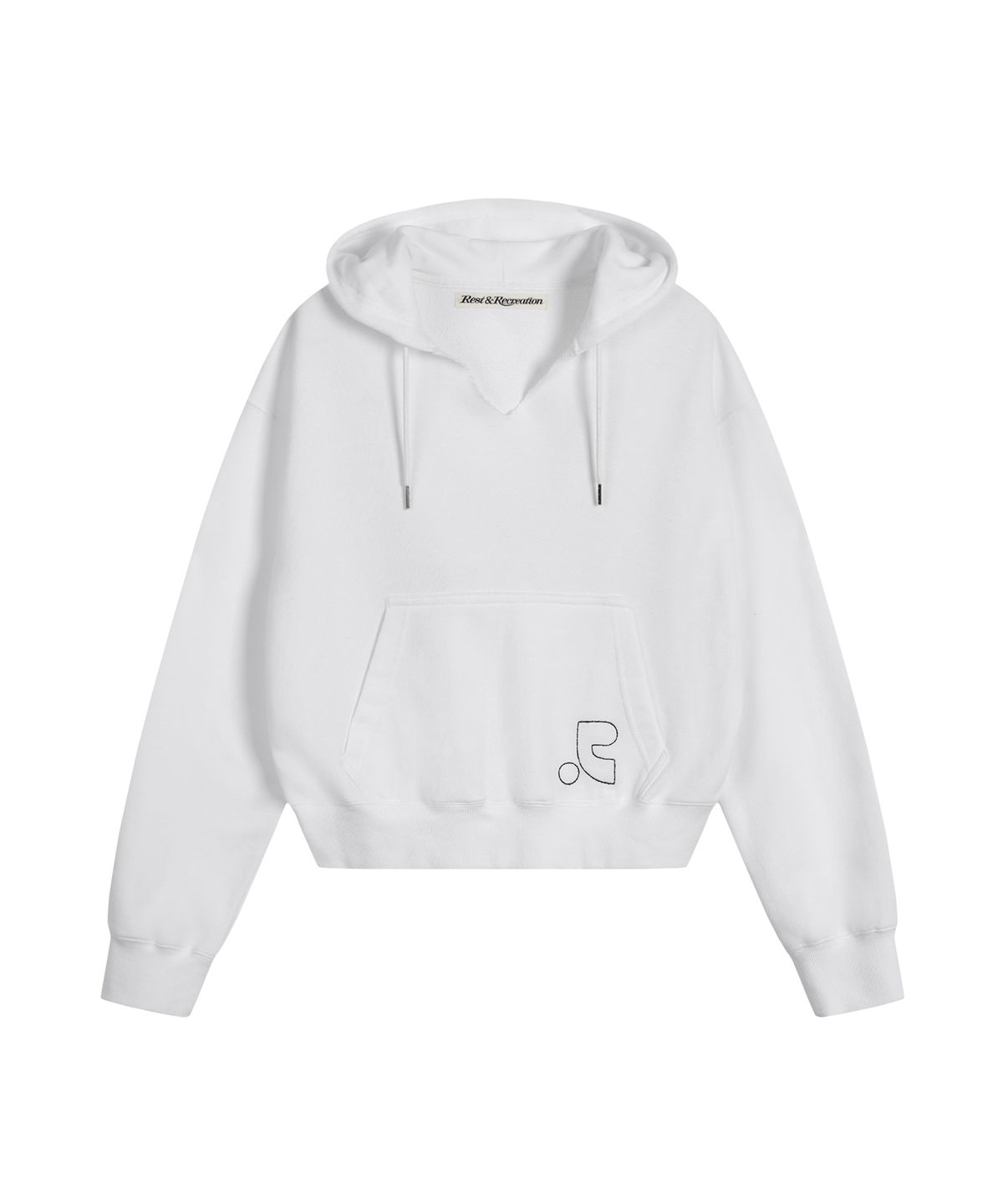 레스트앤레크레이션(REST&RECREATION) V-NECK CROPPED HOODIE - WHITE