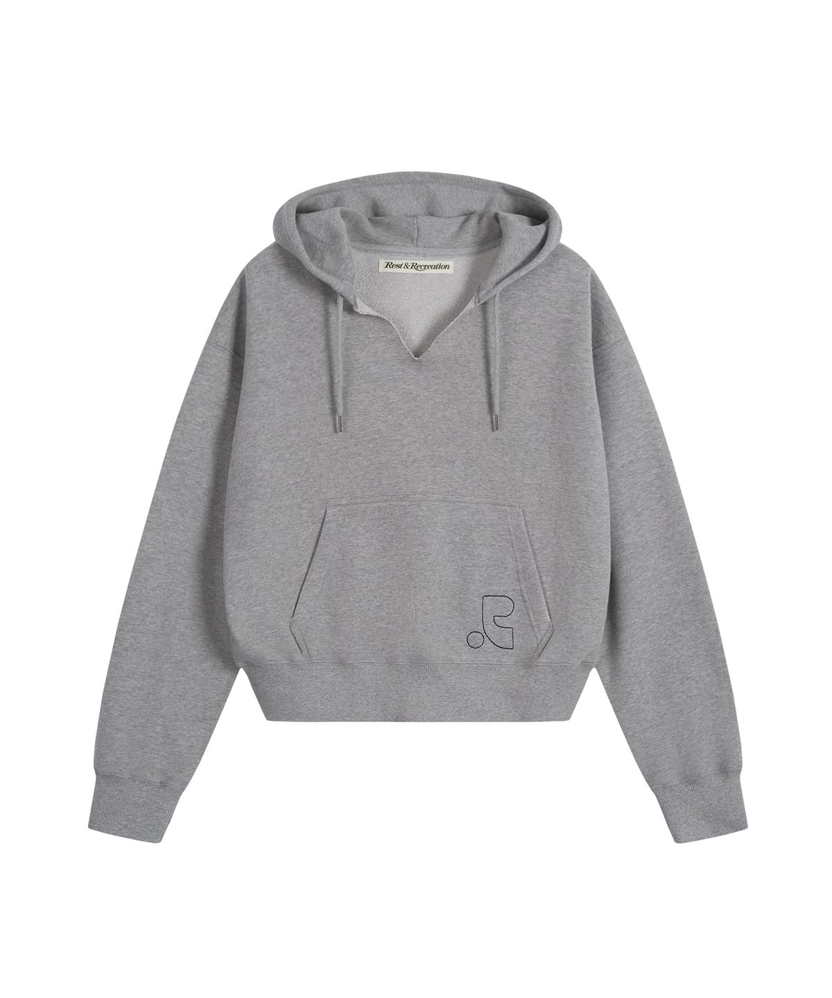 레스트앤레크레이션(REST&RECREATION) V-NECK CROPPED HOODIE - GREY
