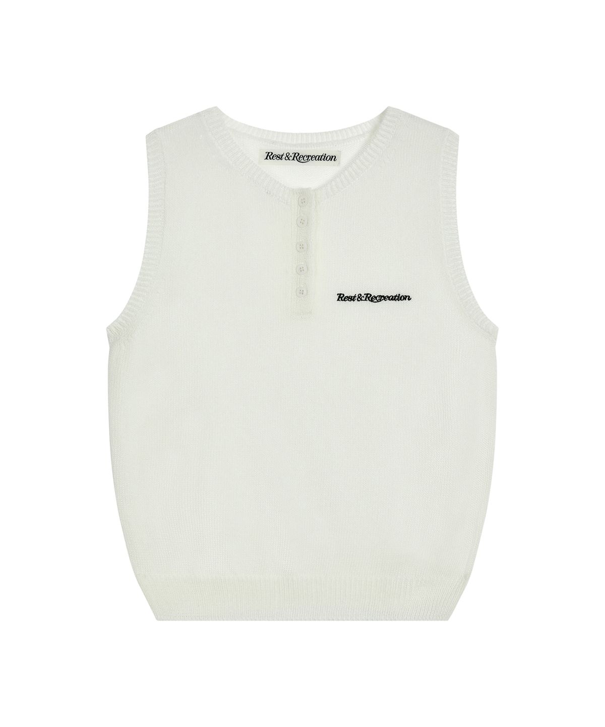 레스트앤레크레이션(REST&RECREATION) HALF BUTTON-UP KNIT VEST - IVORY