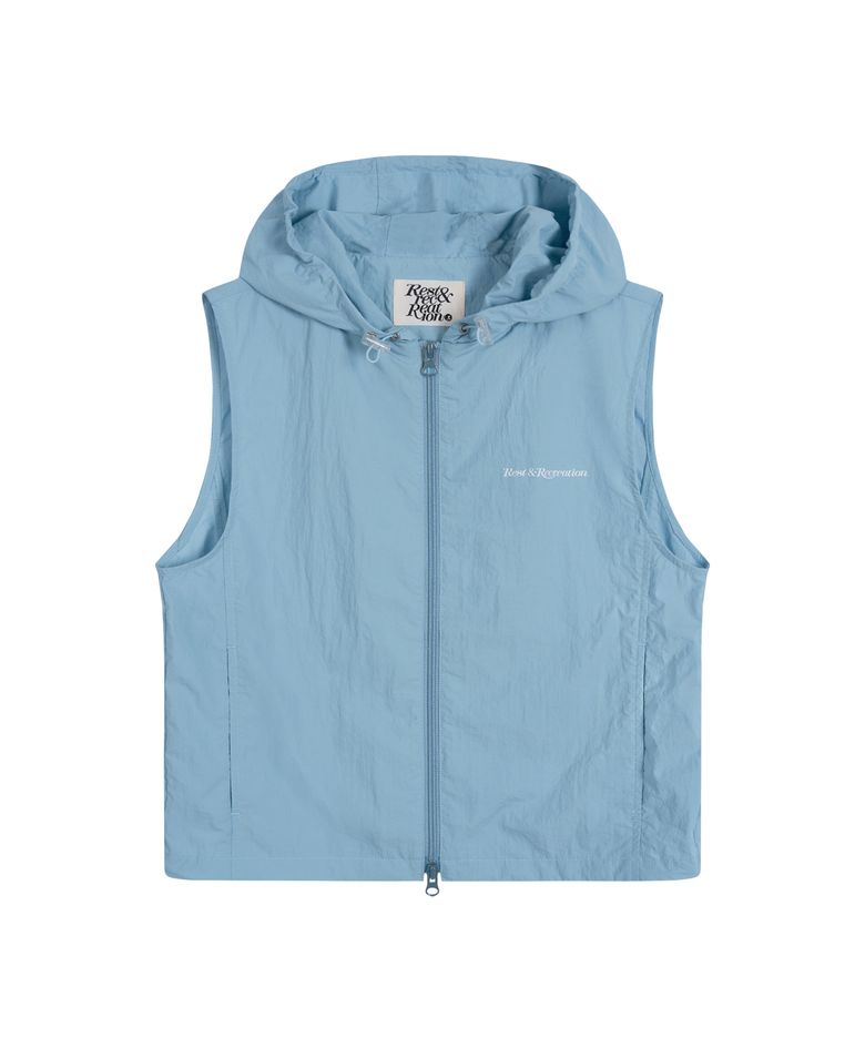 NYLON HOOD VEST+GYM SACK SET - SKY BLUE