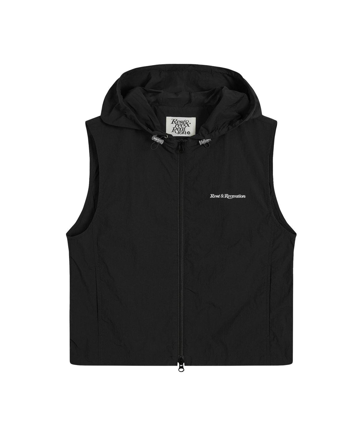 레스트앤레크레이션(REST&RECREATION) NYLON HOOD VEST+GYM SACK SET - BLACK