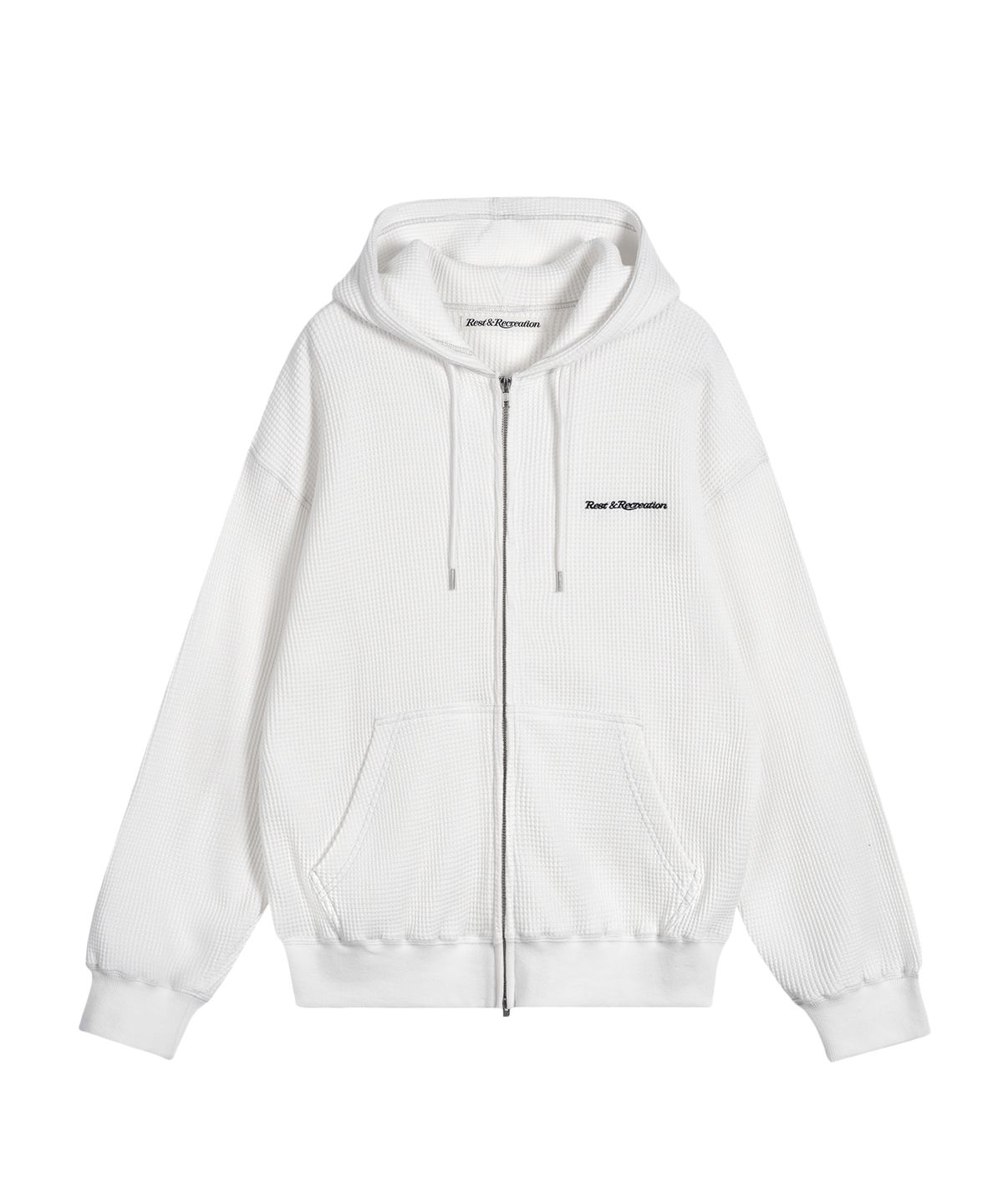 레스트앤레크레이션(REST&RECREATION) STITCH WAFFLE HOOD ZIP-UP - WHITE