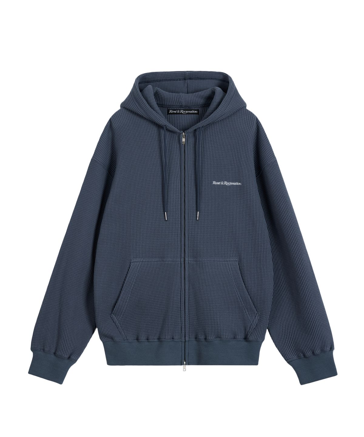 레스트앤레크레이션(REST&RECREATION) STITCH WAFFLE HOOD ZIP-UP - BLUE