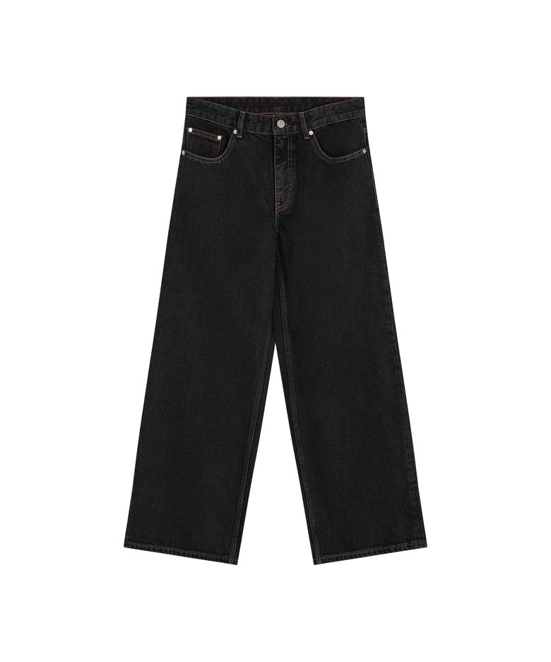 LOW RISE STITCH JEANS - BLACK
