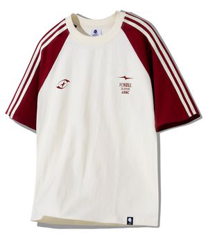 라인 나그랑 오버핏 트랙 반팔 티셔츠 GT-366_크림(와인)