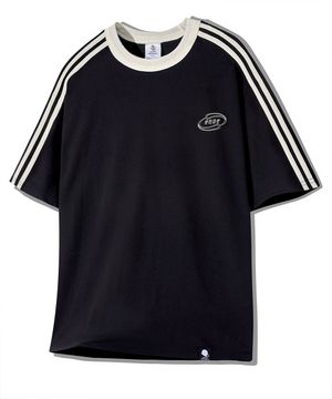 라인 오버핏 트랙 반팔 티셔츠 GT-365_블랙