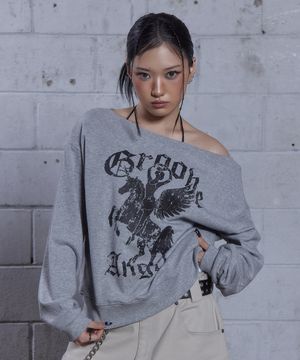 (DUC) GA one-shoulder sweatshirt Gray