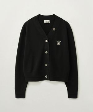 (W) 에센셜 파로 크롭 가디건 블랙