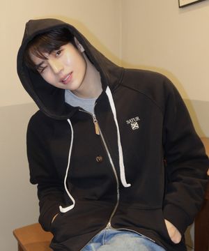 로렌 스몰 로고 후드 집업 블랙