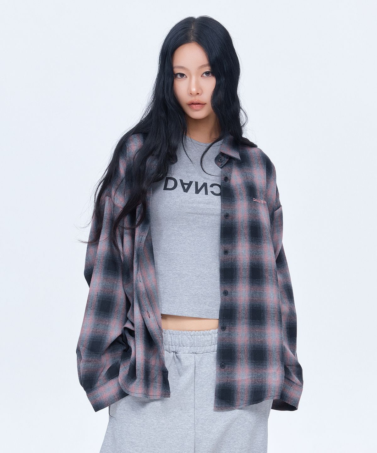 디오스피스(DAUSPICE) (DUC) Logo ombre checkshirt Pink