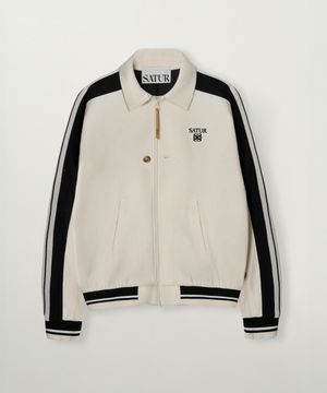 로턴 라이닝 칼라 트랙 집업 자켓 크림 블랙