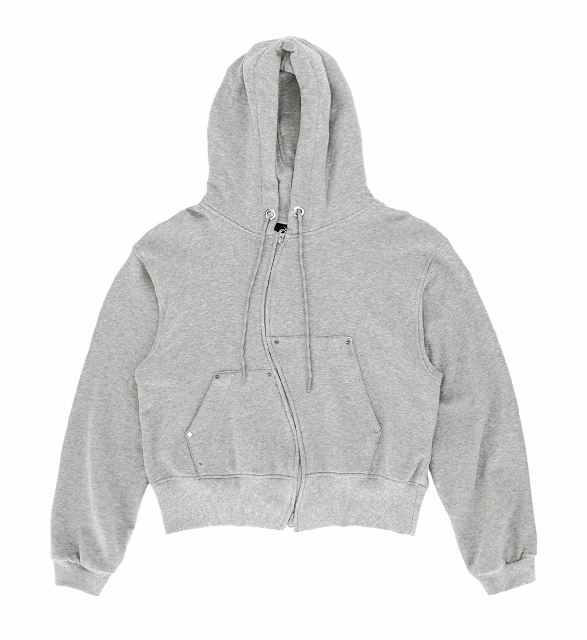 에르 바이 에러리스트(ERR BY ERRORIST) DISTORTION HOOD ZIP UP [GREY]