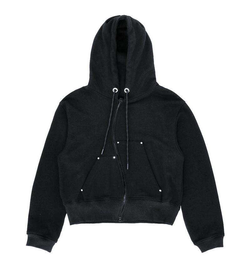 DISTORTION HOOD ZIP UP [BLACK]