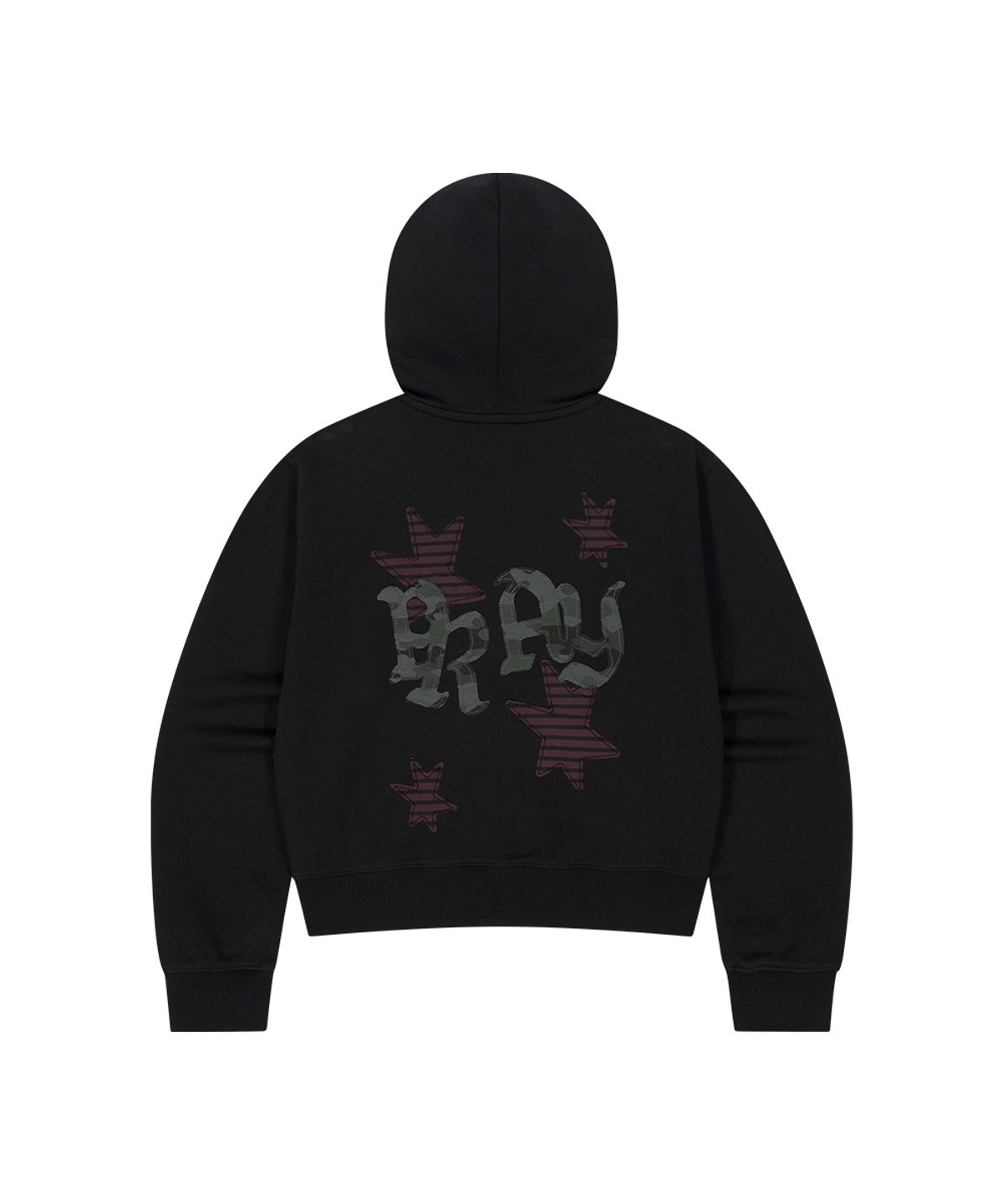 마하그리드(MAHAGRID) PRAY APPLIQUE CROP ZIP UP HOODIE BLACK(MG2FFFM494A)