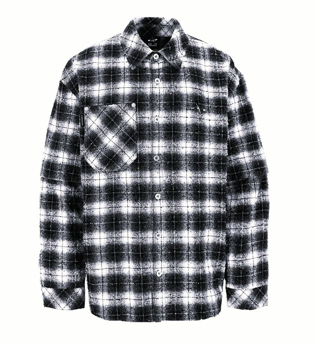 에르 바이 에러리스트(ERR BY ERRORIST) EMBLEM DETACHABLE CHECK SHIRTS [GLITCHED BLACK]