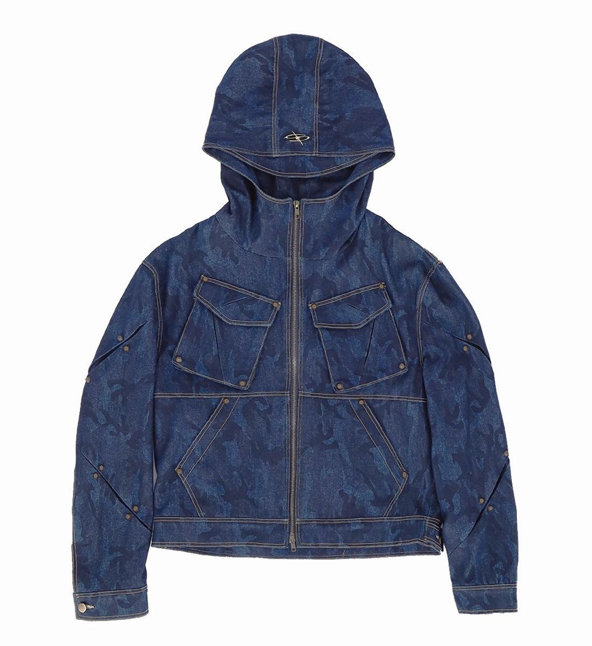 에르 바이 에러리스트(ERR BY ERRORIST) SCAR HOOD DENIM JACKET  [INDIGO CAMO]