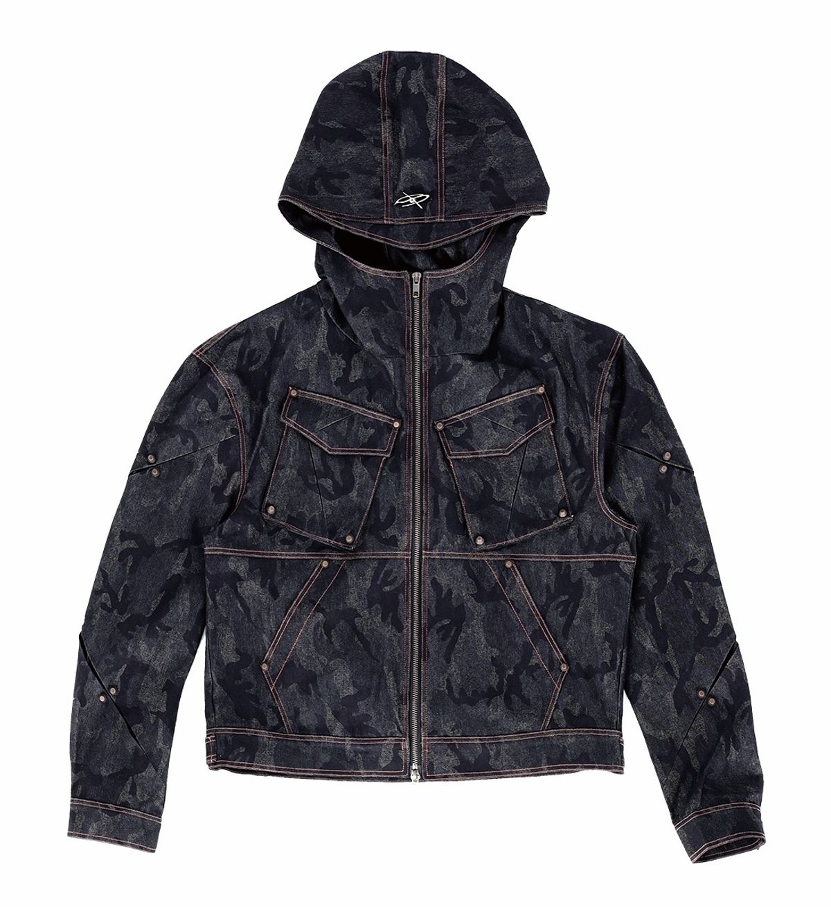 에르 바이 에러리스트(ERR BY ERRORIST) SCAR HOOD DENIM JACKET [BLACK CAMO]