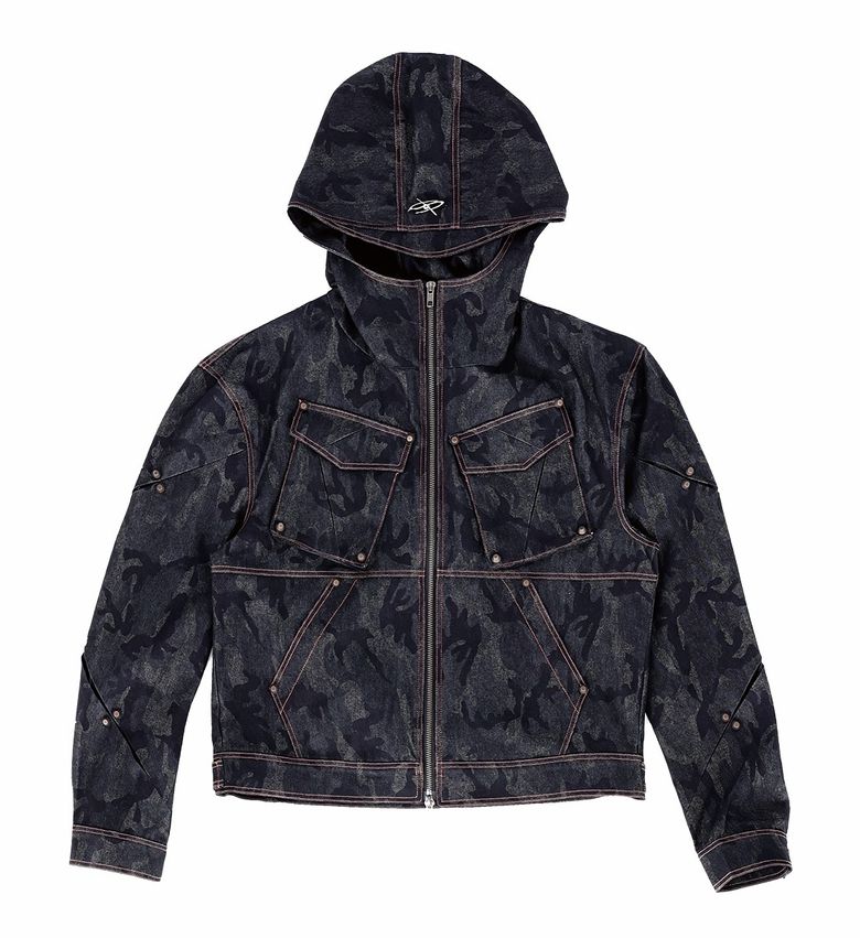 SCAR HOOD DENIM JACKET [BLACK CAMO]