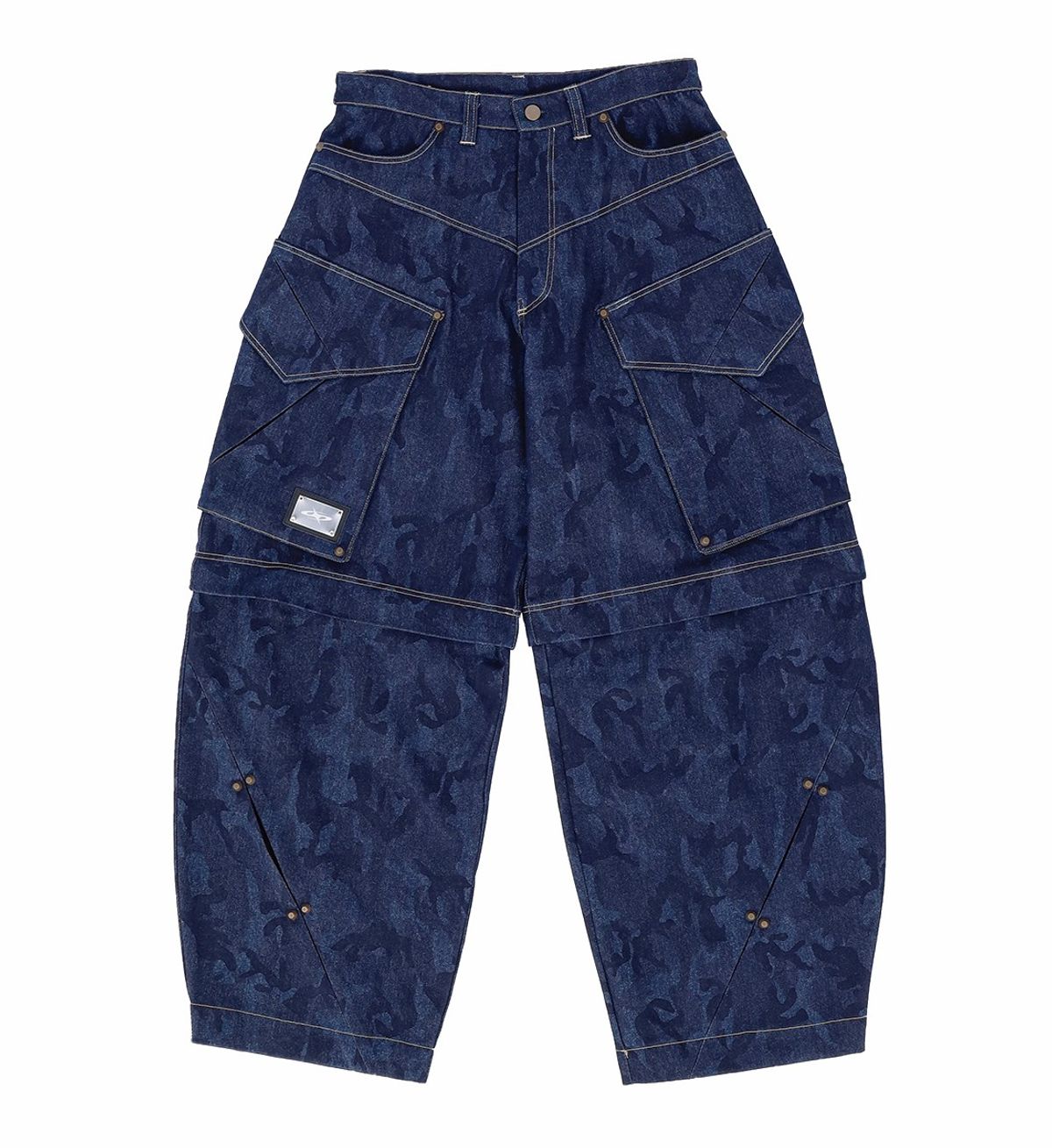 에르 바이 에러리스트(ERR BY ERRORIST) SCAR DETACHABLE CARGO DENIM PANTS  [INDIGO CAMO]