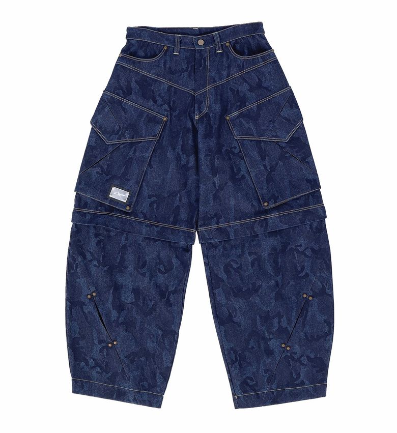 SCAR DETACHABLE CARGO DENIM PANTS  [INDIGO CAMO]