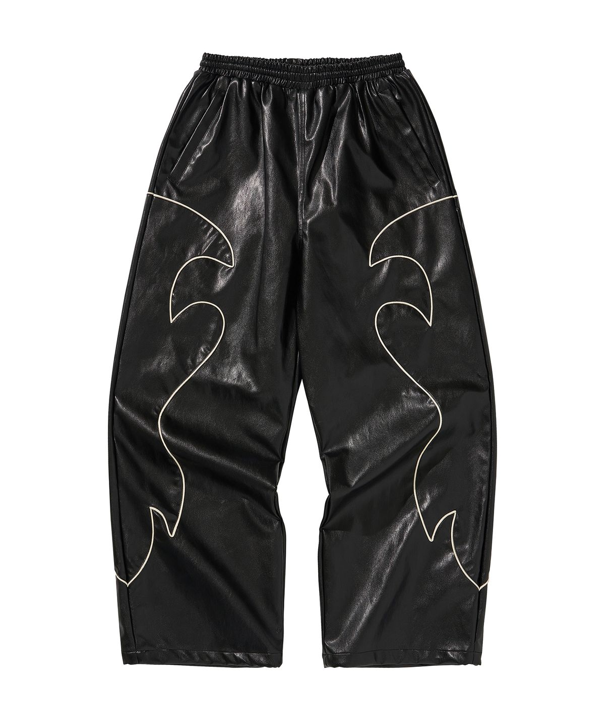 리베레(LIBERE) WESTERN FLAME LEATHER TRACK PANTS / BLACK
