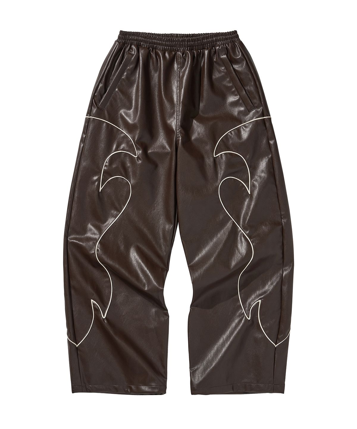 리베레(LIBERE) WESTERN FLAME LEATHER TRACK PANTS / BROWN