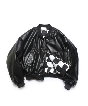 리버시블 레더체커 항공점퍼