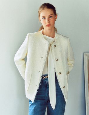 미디 트위드 자켓_RMJKG12S11_IVORY