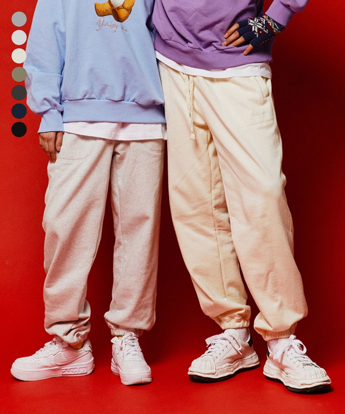 그루브라임(GROOVE RHYME) TEXT LOGO STITCH JOGGER PANTS (LBQFCPJ714M)