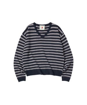 W WIT STRIPE SWEATER [NAVY]