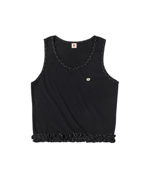 W DOT FRILL SLEEVELESS [BLACK]