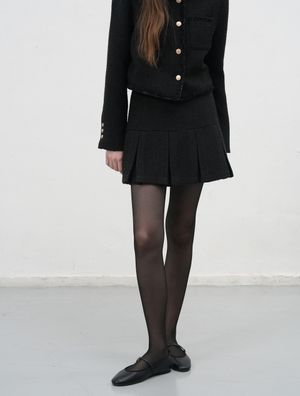트위드 플리츠 미니 스커트 [BLACK] / WBE4L56519
