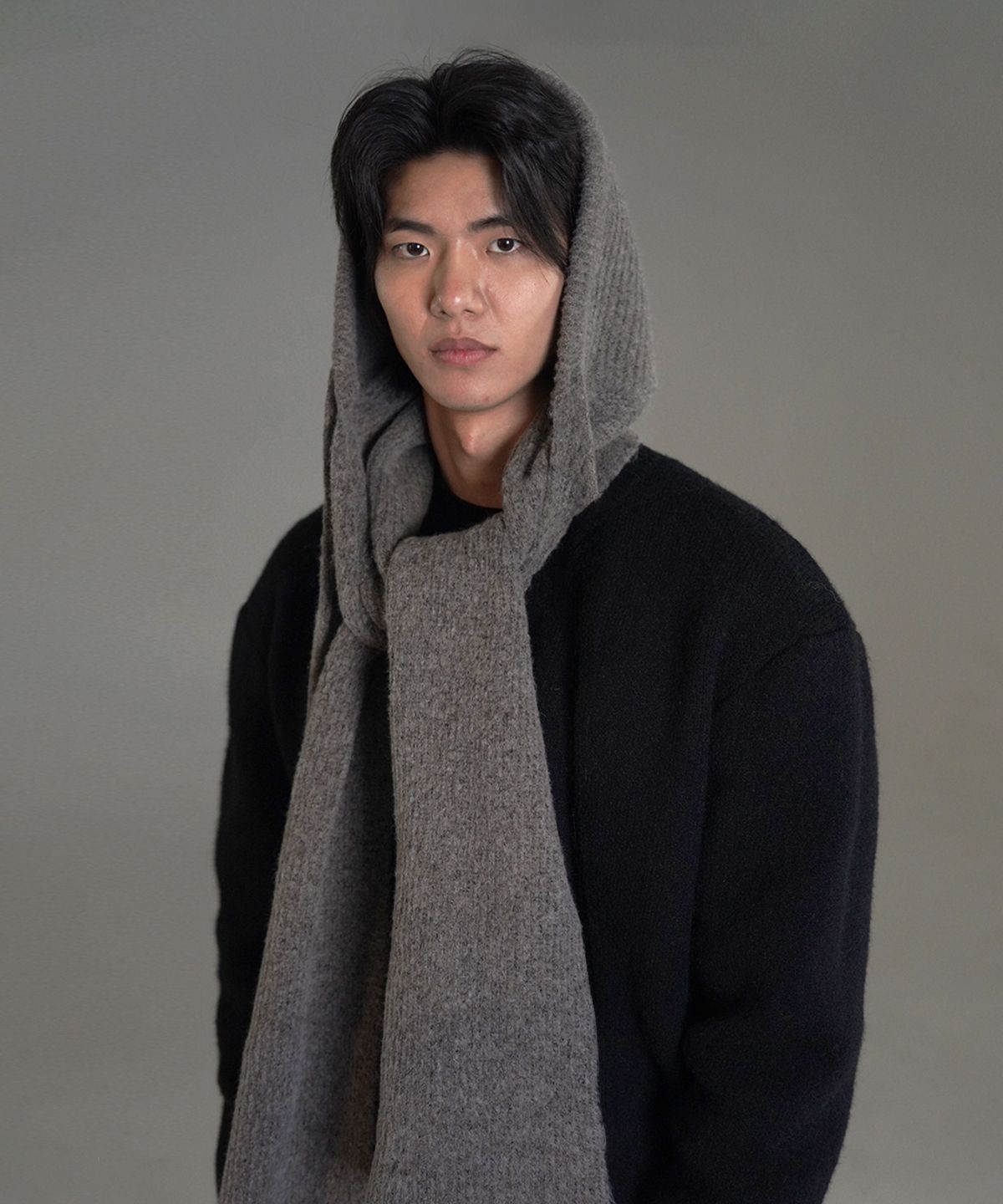 버튼서울(BUTTON SEOUL) 소프트 니트 머플러 바라클라바 (BLACK/GRAY/MELANGE)