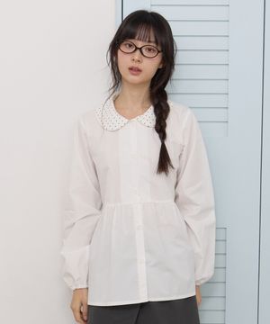W DOT COLLAR BLOUSE [IVORY]