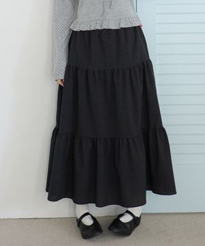 W SHEER CHECK CANCAN SKIRT [BLACK]