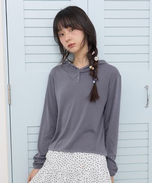W DOT LAYERED HOODIE [DEEP GRAY]