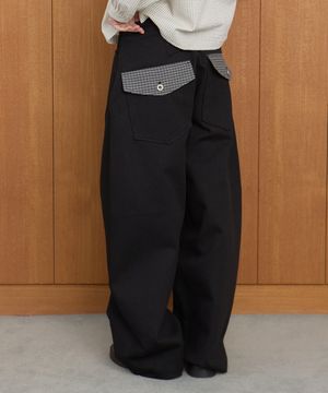 W POCKET CHECK PANTS [BLACK]