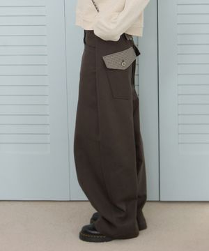 W POCKET CHECK PANTS [BROWN]