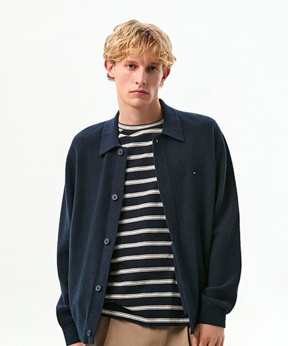 타미힐피거(TOMMY HILFIGER) 텍스처드 폴로 가디건 (T12G0KCD030MT2DW5)