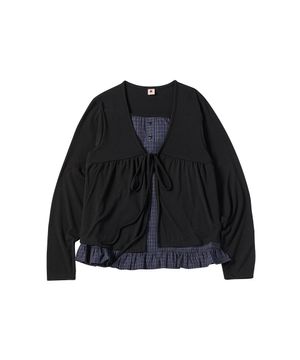 W CHECK CARDIGAN [BLACK]