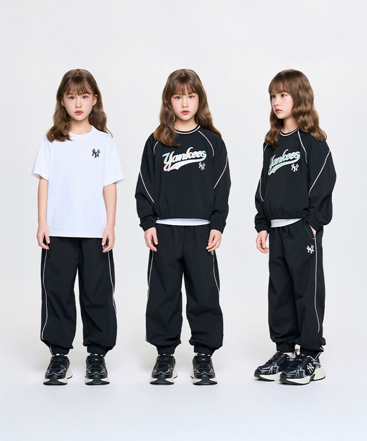 엠엘비 키즈(MLB KIDS) 스포티브 애슬레저  우븐 맨투맨 3 SET (여아) NY (Black)