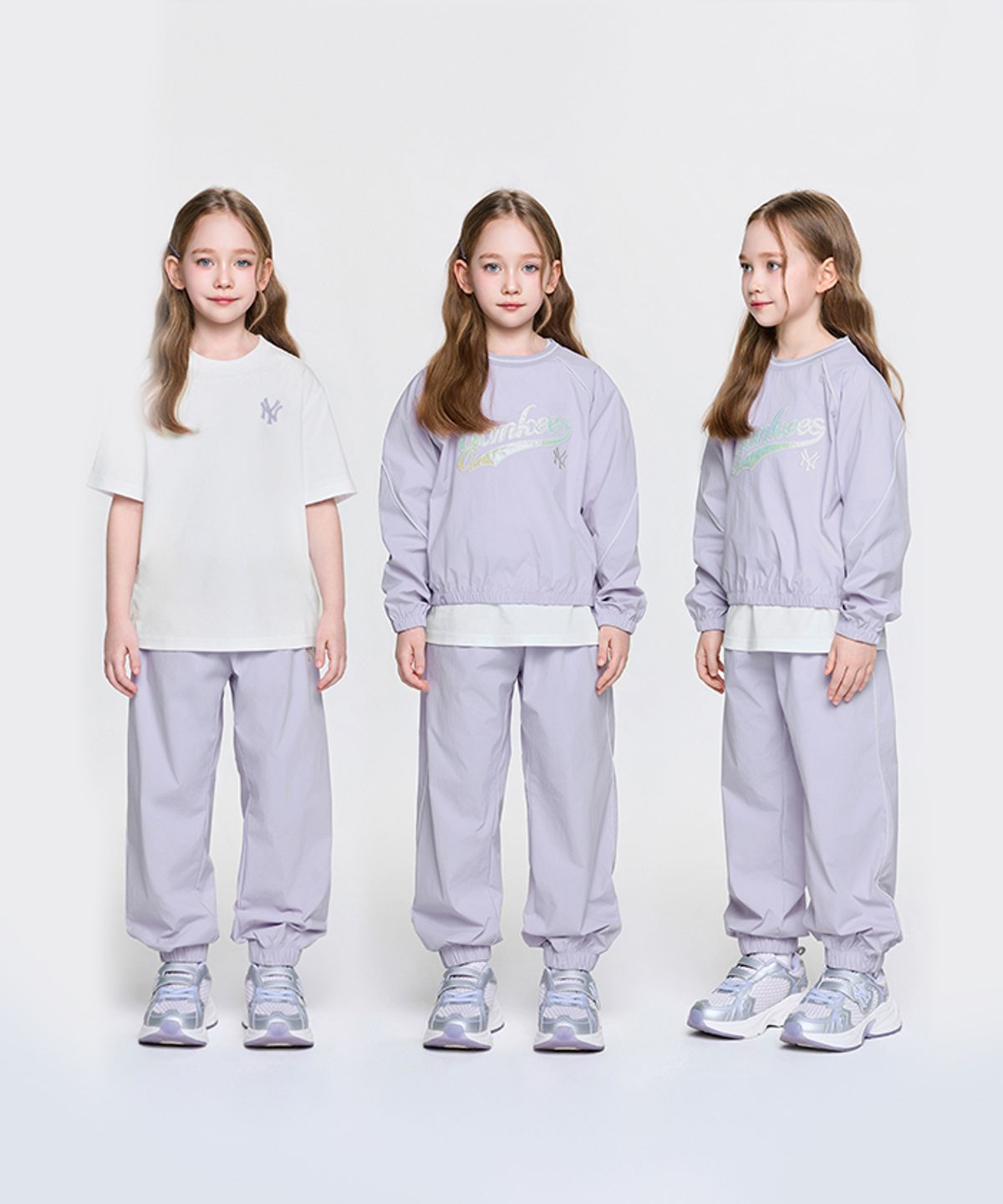 엠엘비 키즈(MLB KIDS) 스포티브 애슬레저  우븐 맨투맨 3 SET (여아) NY (Lavender)