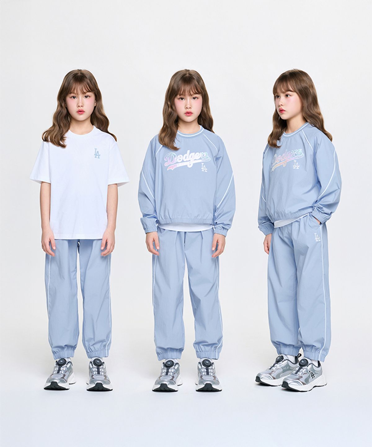 엠엘비 키즈(MLB KIDS) 스포티브 애슬레저  우븐 맨투맨 3 SET (여아) LA (Sky blue)